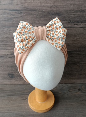 婴儿帽子春秋单层女宝宝新生儿满月百天小花公主蝴蝶结胎帽