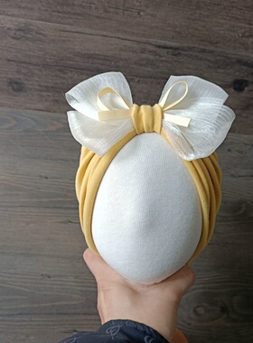 新生婴儿护卤门胎帽春秋季0-12个月女宝宝可爱蝴蝶结印度帽子