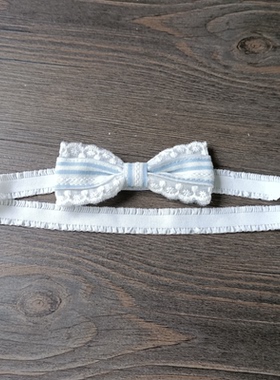 蓝天花边夏薄婴儿发带女宝宝百搭蝴蝶结头饰新生儿满月公主发饰