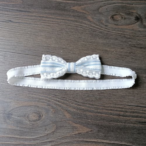 蓝天花边夏薄婴儿发带女宝宝百搭蝴蝶结头饰新生儿满月公主发饰