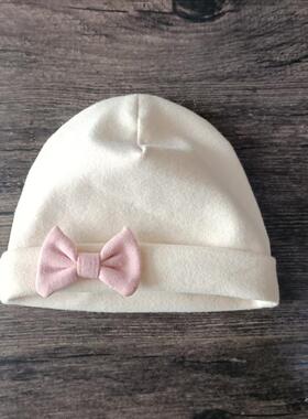 小蝴蝶结冬双层保暖婴儿帽女宝宝双层纯棉保暖可爱婴幼儿护囟门帽