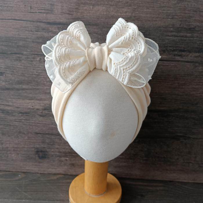 蕾丝婴儿帽子纯棉春秋单层印度护囱门帽新生儿初生蝴蝶结囟门帽