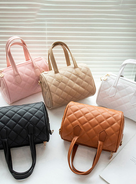 ladies bag菱格绣花手提小包2023夏秋新款休闲百搭单肩包跨境代销