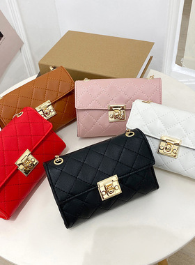 绣花小方包2023ladies bags韩版女士单肩包跨境包包女菱格链条包