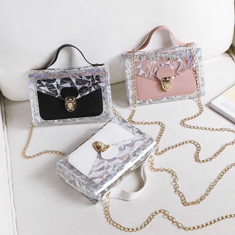 女包2022夏韩版贴膜碎花透明果冻撞色链条锁扣手机包单肩斜跨手提,运动包/户外包/配件,挎包/拎包/休闲包,淘宝优惠券,粉丝福利购,淘宝优惠卷