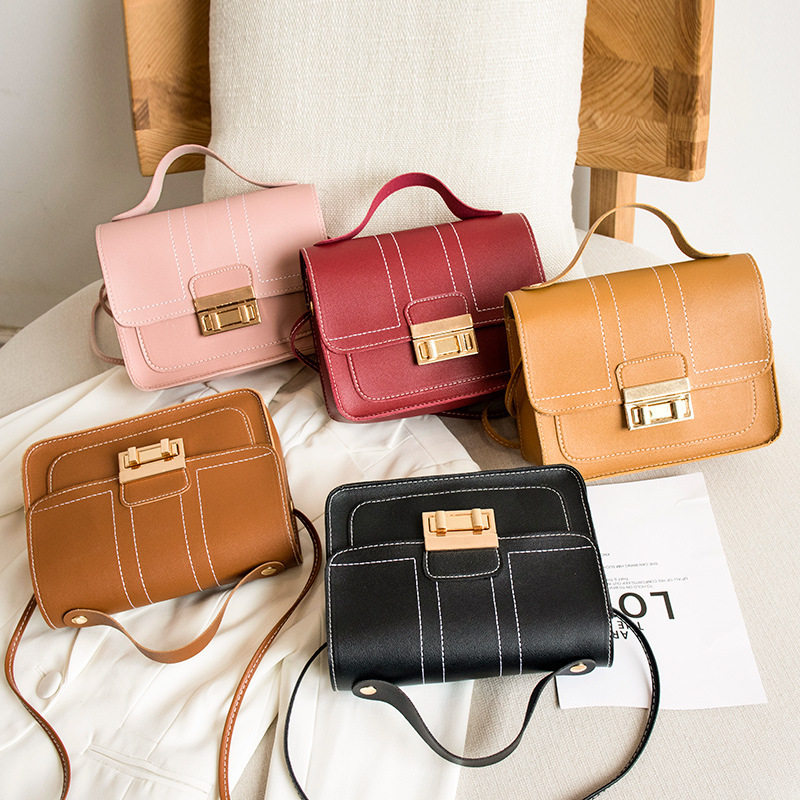 包包女ladies hand bag2023春季新款车缝线锁扣小方包斜跨手机包,运动包/户外包/配件,挎包/拎包/休闲包,淘宝优惠券,粉丝福利购,淘宝优惠卷