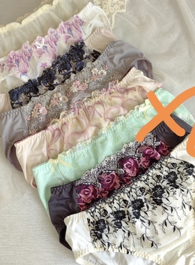 日单内裤刺绣大花超美女三角裤福袋M，L，XL，3L，4L 5L