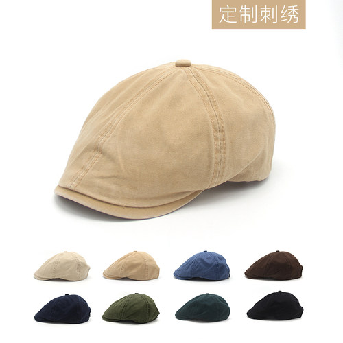 做旧贝雷帽复古前进帽磨毛六角帽