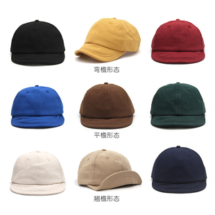 定制刺绣logo短檐男女复古翘舌软檐鸭舌帽美式咔叽工装复古棒球帽