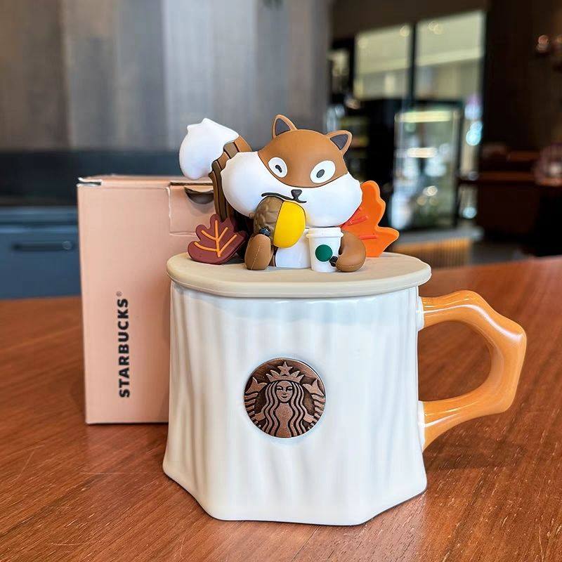 星ba杯子2025新款中古风咖啡杯马克杯带盖勺陶瓷桌面水杯送礼物,餐饮具,马克杯,淘宝优惠券,粉丝福利购,淘宝优惠卷