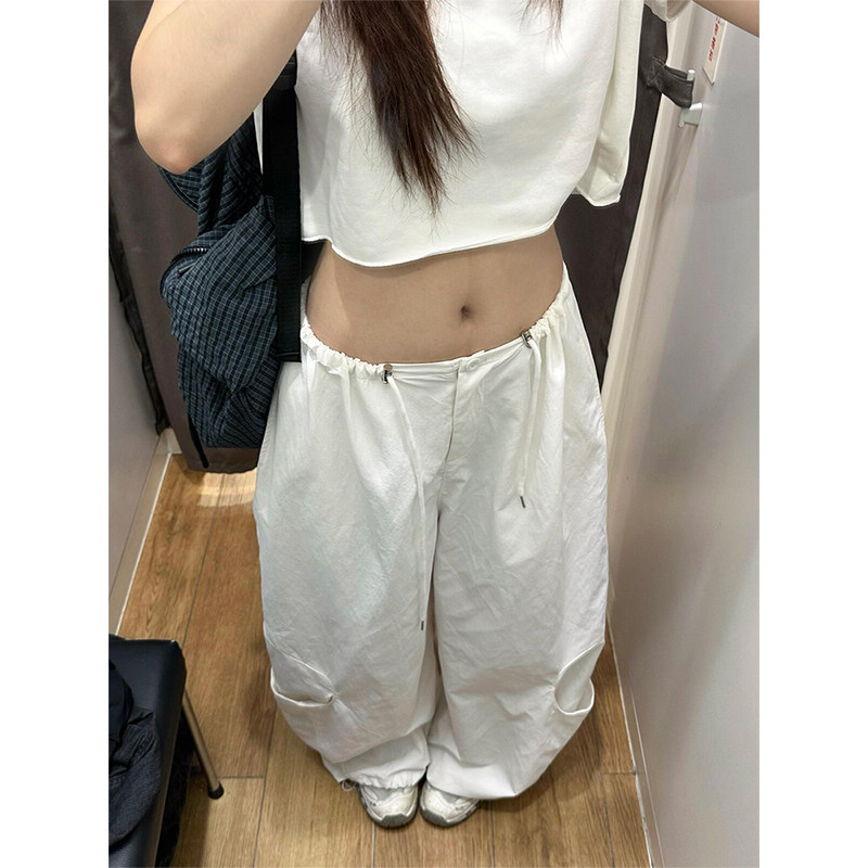美式宽松褶皱速干伞兵休闲裤