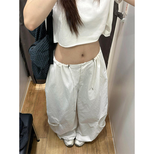 美式宽松褶皱速干伞兵休闲裤