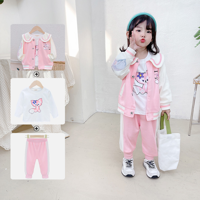 儿童套装2025女童秋装新品长袖运动卫衣三件套春秋季洋气公主外套