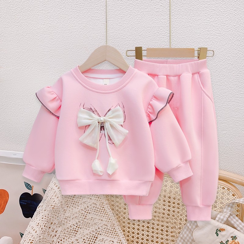 女宝宝长袖秋装新款卫衣套装女童洋气春秋两件套儿童休闲运动衣服