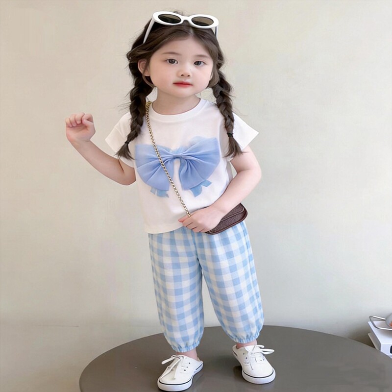 女童夏装短袖套装童装卡通休闲两件套0403儿童洋气时髦夏款防蚊裤
