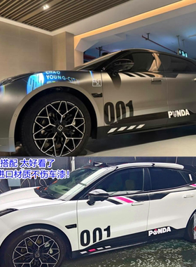 极氪001车贴拉花ZEEKR001改装车身引擎盖装饰彩条数字贴纸可定制