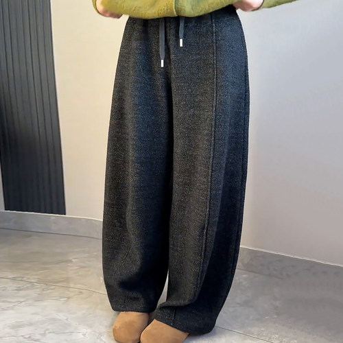 加绒加厚显瘦高腰大码休闲裤女