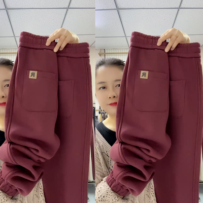 秋冬女加绒加厚保暖九分束脚裤