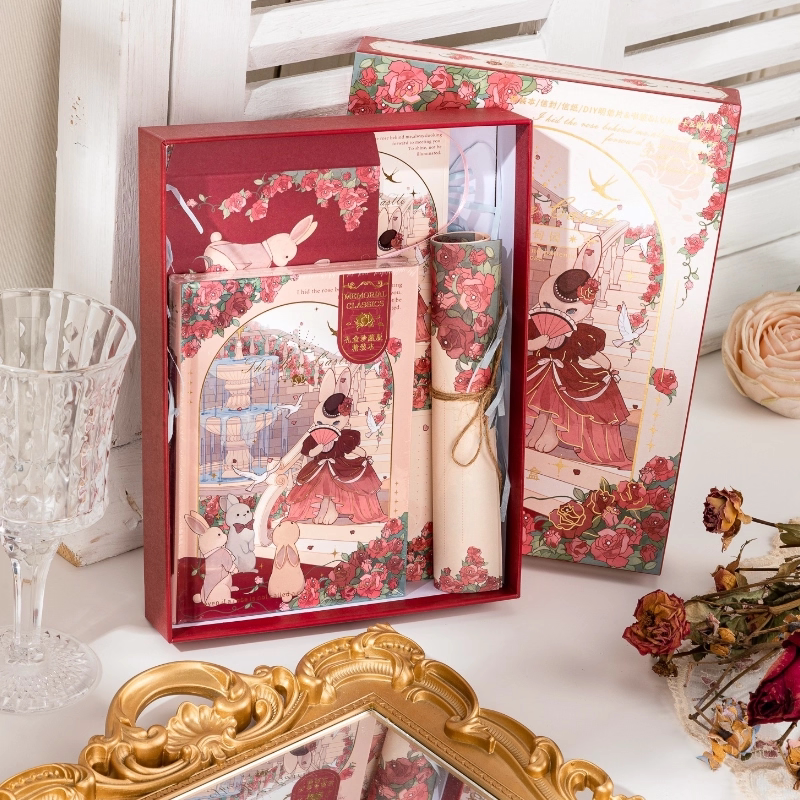 珍藏版书信礼盒烫金手帐本可爱笔记本彩页玫瑰伊甸园复古信纸礼物