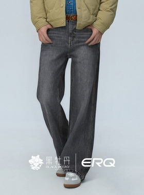 ERQ905男宽松阔腿牛仔裤秋冬加厚百搭长裤