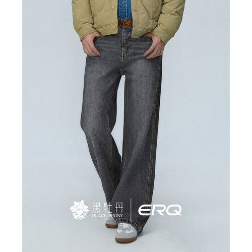 ERQ905宽松阔腿牛仔裤秋冬加厚