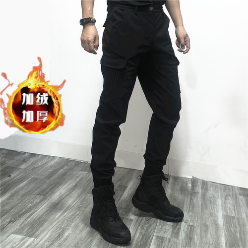 冬季加绒弹力冲锋裤防风保暖