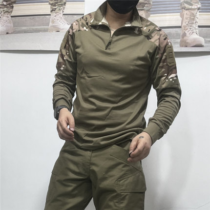 春夏男户外战术单导休闲运动长袖迷彩服弹力速干超薄宽松T恤吸汗