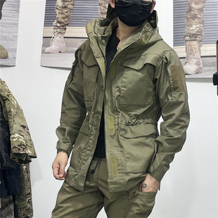 春秋男M65战术收腰风衣户外套防风中长款军迷彩战地冲锋衣登山服