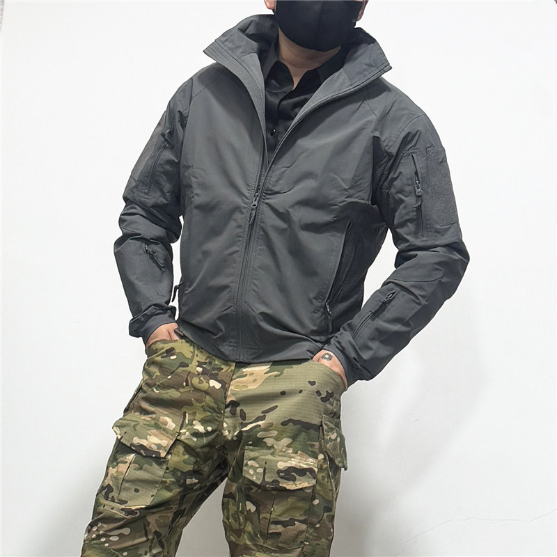 春秋三角洲战术薄款冲锋衣男户外立领夹克俄迷彩透气外套弹力修身