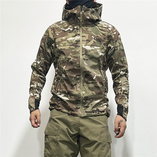 鸟家春秋户外战术软壳冲锋衣男防风防水加绒夹克轻便外套弹力修身