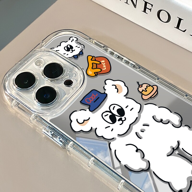 适用于苹果iPhone14Plus (全型号) 手机壳 补妆镜面 精孔全包 气囊防摔 简约 iPhone13Pro 时尚 iPhone8 软边