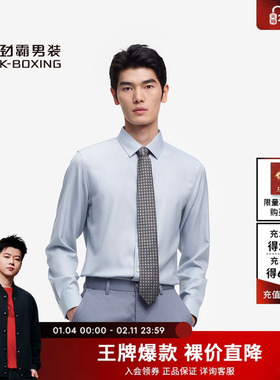 劲霸男装春夏商务细格纹长袖高档衬衫┃BAGE1329