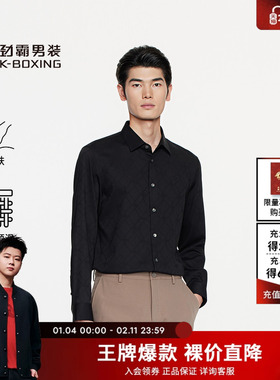 劲霸男装秋季新款长袖休闲衬衫官方商务条纹高级男士衬衣BCCE3534