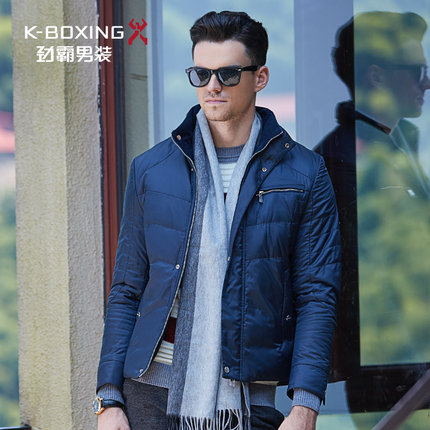 劲霸秋冬夹克羽绒服男士商务短版修身立领羽绒修身外套