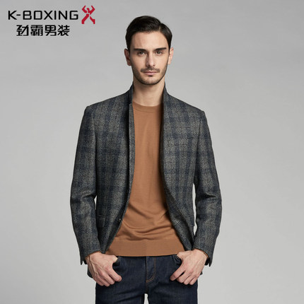 【专柜新品】劲霸复古花纱格纹两粒扣西服|BXFV3364