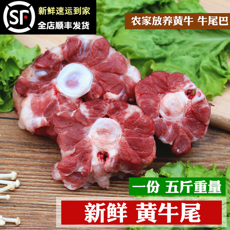 新鲜牛尾 黄牛尾巴5斤农家放养牛肉带骨牛尾骨现杀牛尾另有牛排骨
