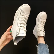 Mùa hè 2019 mới dây da dày đáy cao giúp giày nhỏ màu trắng nữ thời trang hoang dã buộc giày sinh viên - Giày cao gót