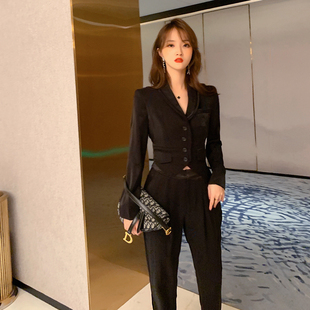 显瘦高冷御姐风套装 春装 高端职业气质时尚 修身 两件套洋气2020新款