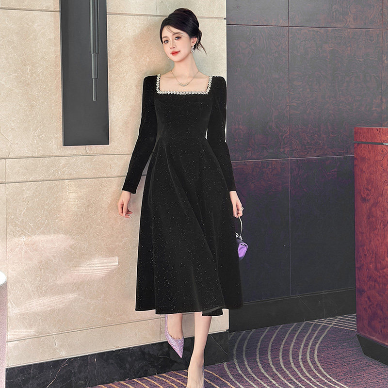 【原创女装】富家千金黑色连衣裙2026新款今年流行爆款礼服裙子女