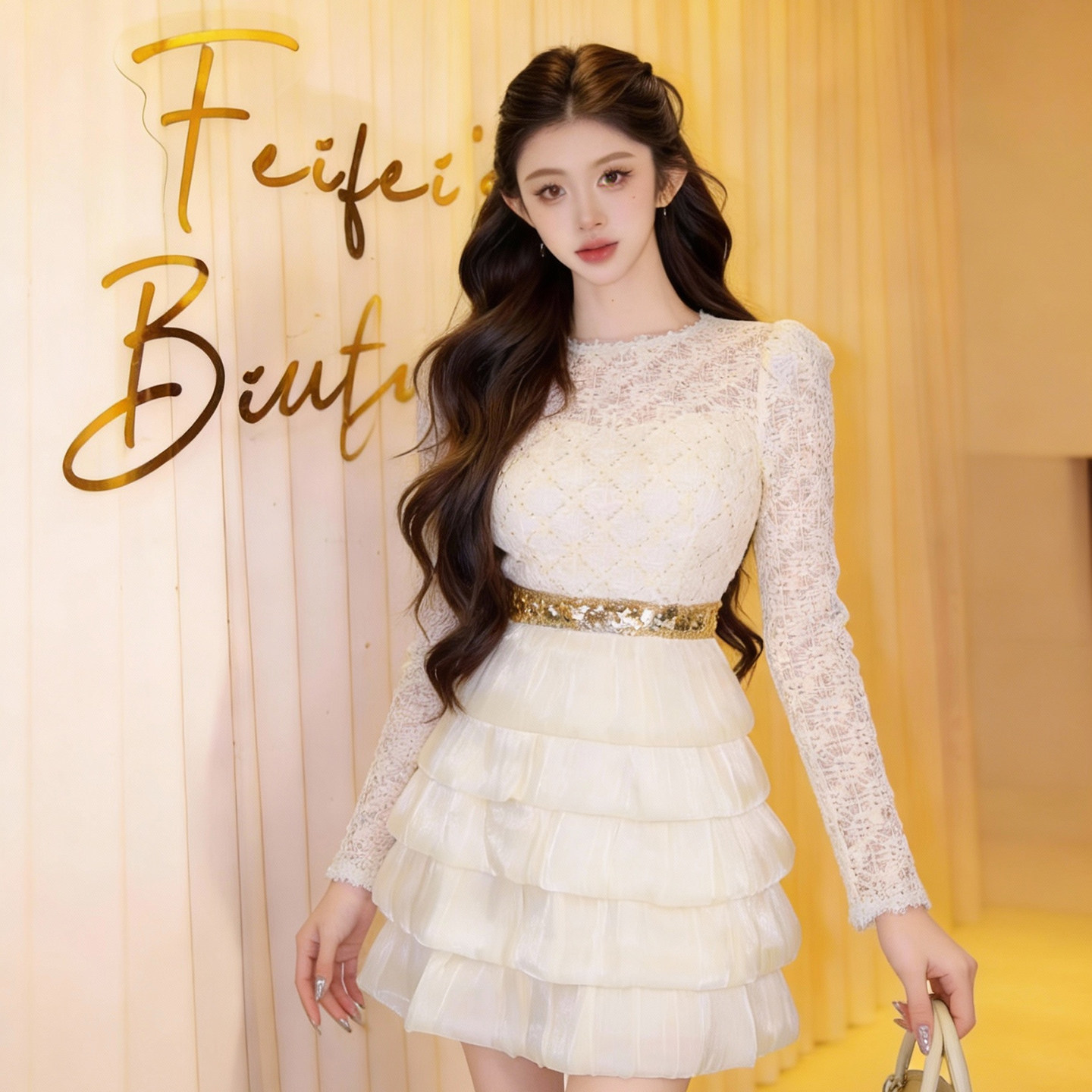 生日派对蕾丝小礼服连衣裙2026新款聚会穿搭千金风收腰显瘦蛋糕裙