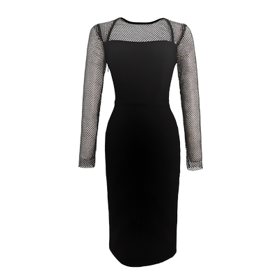 黑色一字肩抹胸包臀连衣裙