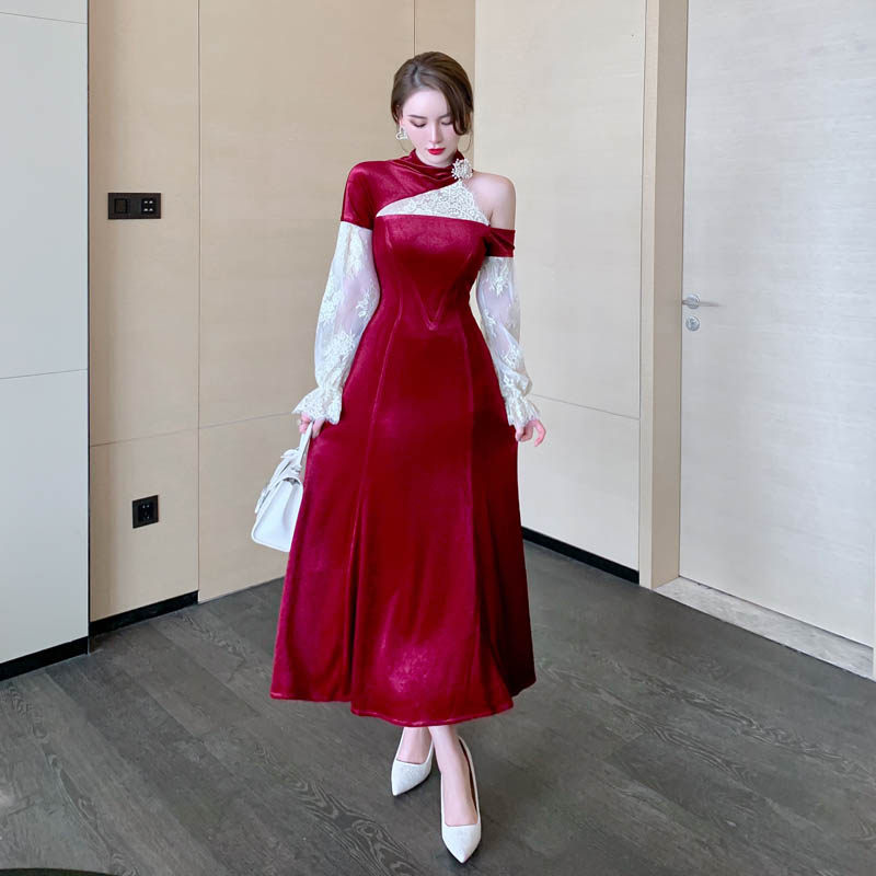敬酒红色晚礼服平时结婚伴娘回门