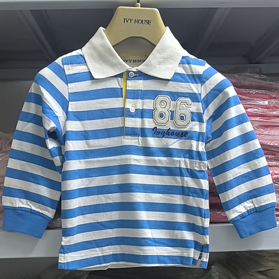 Ivyhouse常春藤男童长袖T恤春秋款条纹翻领上衣
