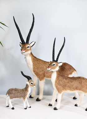 仿真羚羊藏羚羊动物模型羊皮纯手工橱窗卧室家居软装摆件拍摄道具