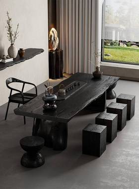 全木茶几和椅子组合原实木大板茶几LRYB&BWab i-Sab厅i风格家庭客