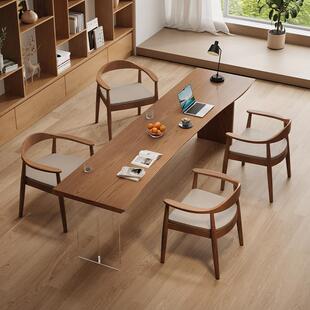 轻奢现代高级感实木阅读学习桌去客厅化大长书桌茶桌一体两用简约