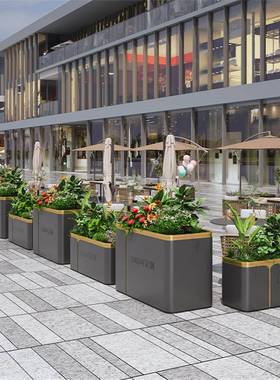 户外铁艺坛花箱组合奶茶庭钢店隔断花不锈院花盆售DQH楼部商业街