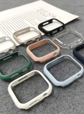 适用applewatch9代喷油边框保护壳87防刮花PC壳se镂空壳透明壳S10