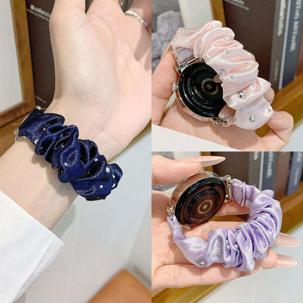 苹果手表镶钻丝绸弹力表带