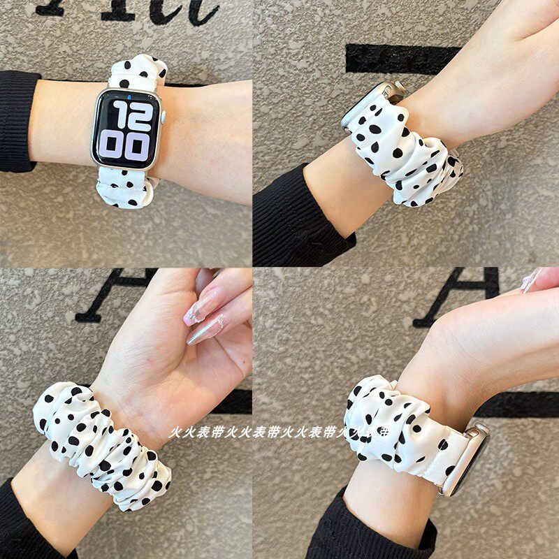 复古波点发圈女生ins苹果手表applewatch98765大肠圈S10代se表带